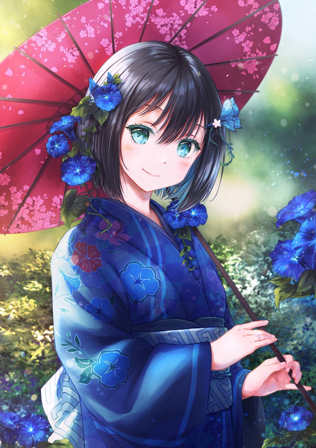 itaro, kimono, tougou_mimori, umbrella, yuuki_yuuna_wa_yuusha_de_aru