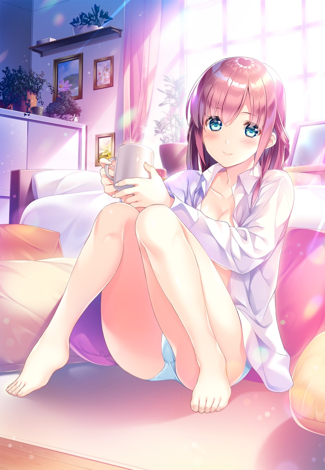 dress_shirt, feet, fumio, no_bra, open_shirt, pantsu, tagme