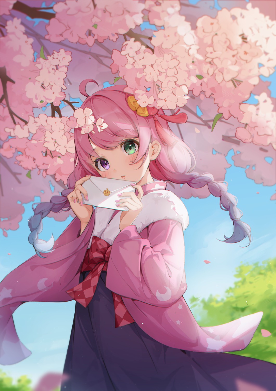 heterochromia, himemori_luna, hololive, japanese_clothes, shyi
