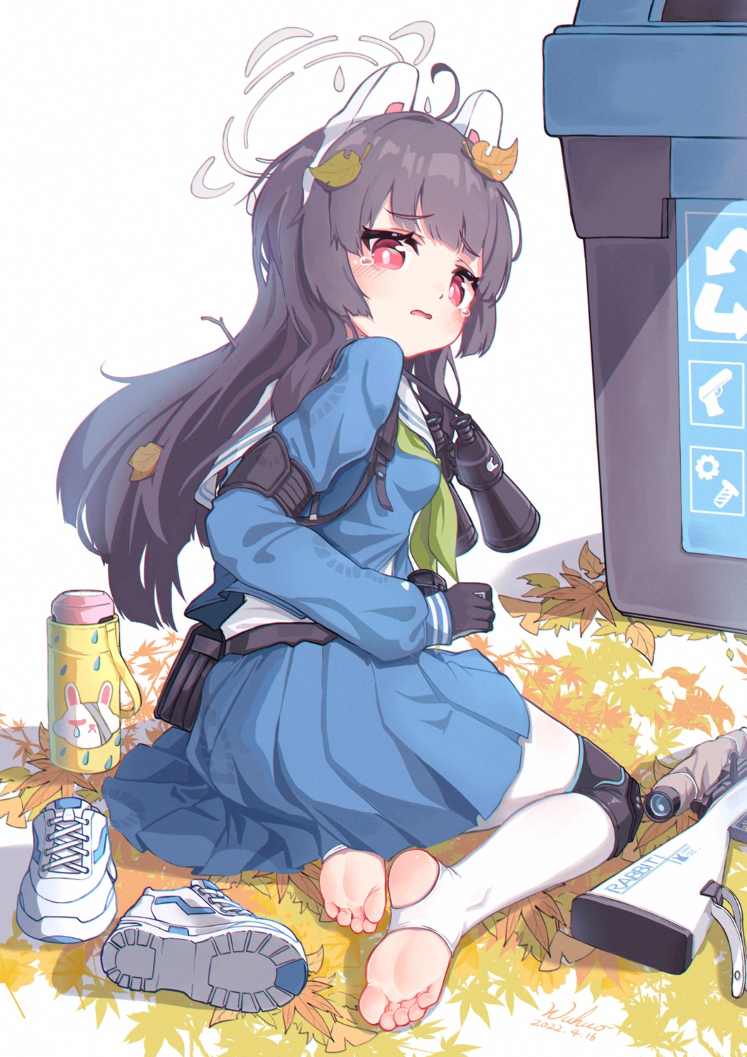 ass, blue_archive, feet, gun, halo, kasumizawa_miyu, pantyhose, seifuku
