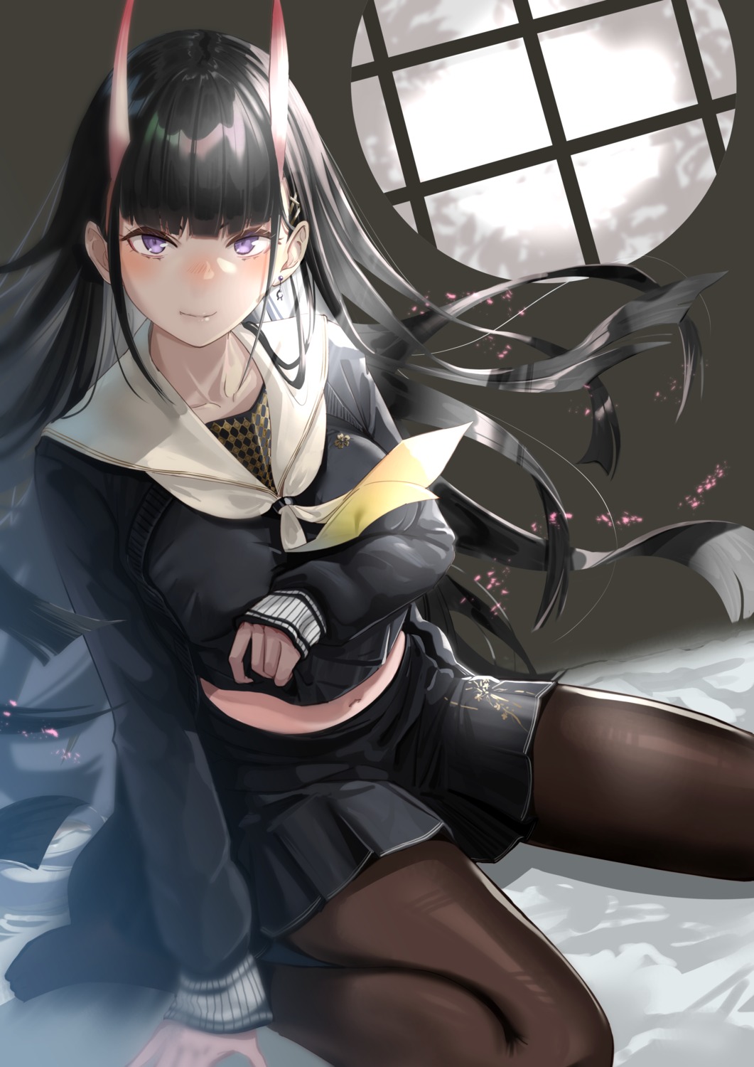 azur_lane, horns, noshiro_(azur_lane), pantyhose, sankyo_(821-scoville), seifuku