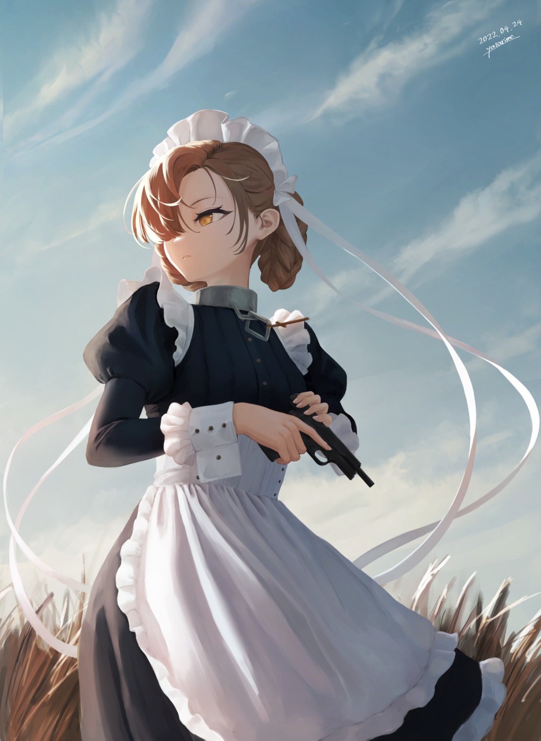 azur_lane, gun, maid, sheffield_(azur_lane), tagme