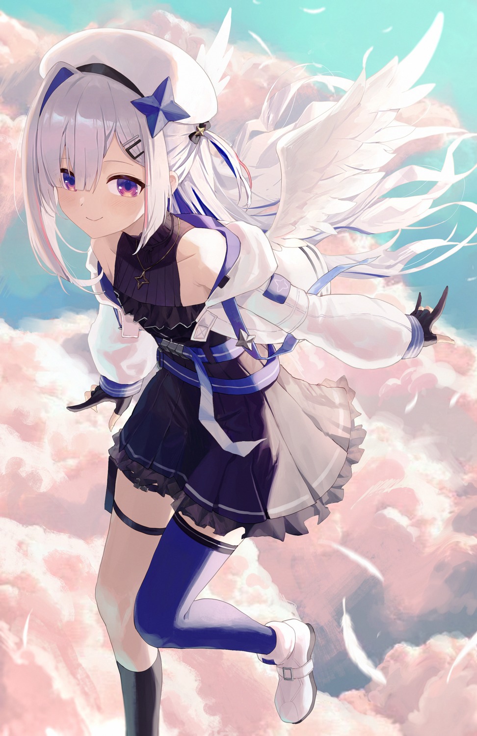 amane_kanata, garter, hololive, pellas_(panix2383), thighhighs, wings