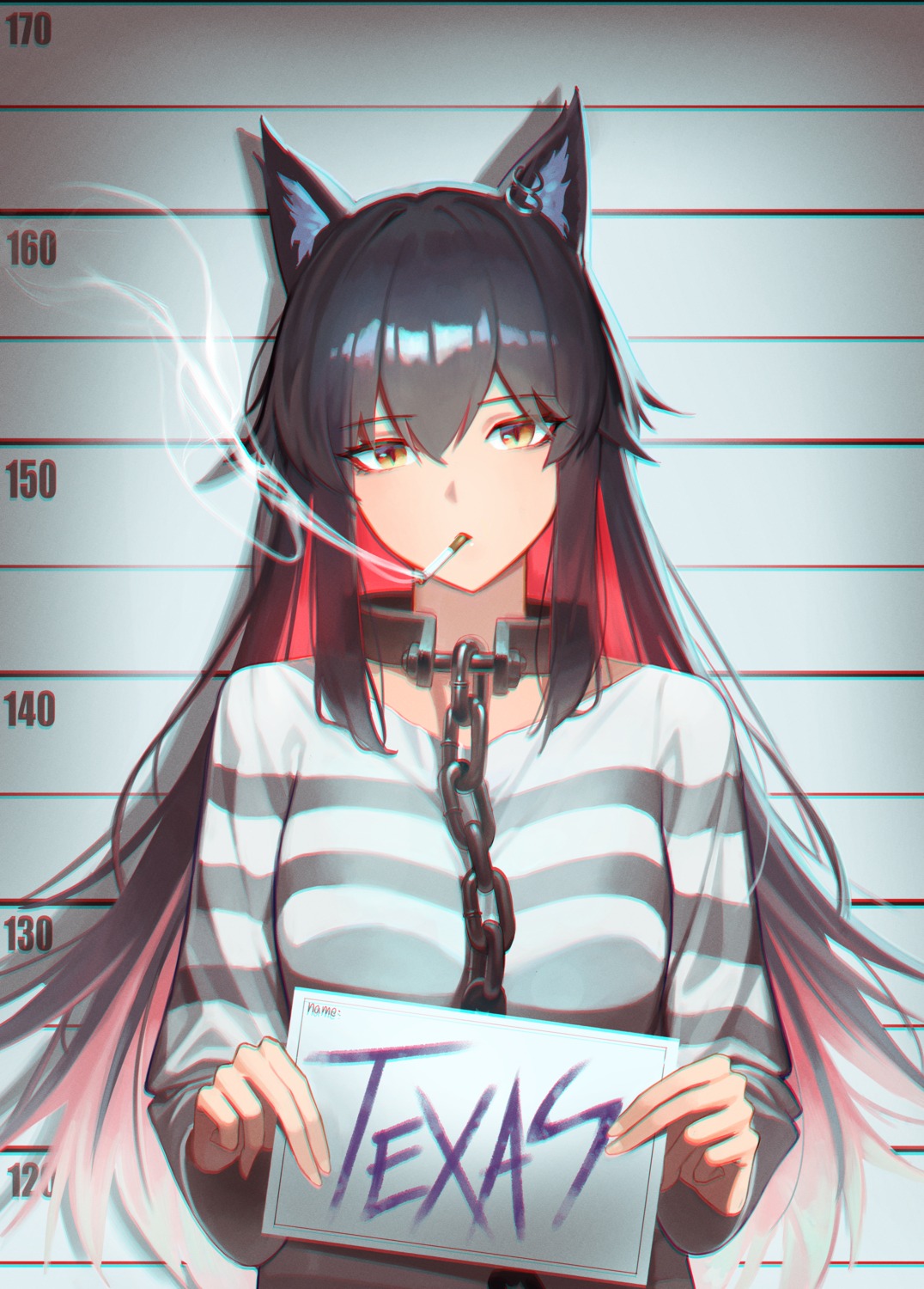 animal_ears, arknights, jaws_(okdol0928), smoking, texas_(arknights)