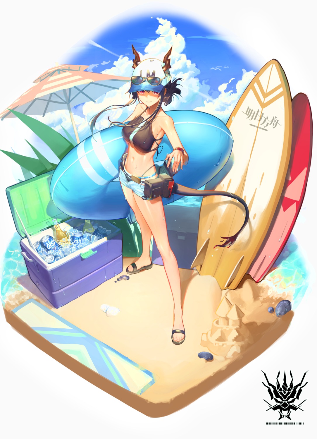 arknights, ch'en_(arknights), horns, jaws_(okdol0928), tail