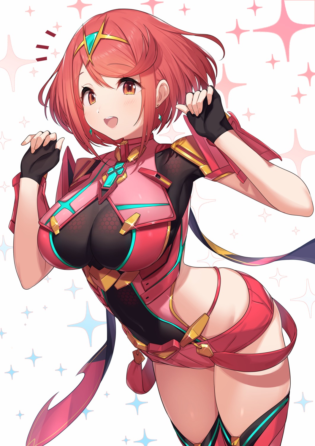 armor, green322, homura_(xenoblade_2), leotard, thighhighs, xenoblade_(series), xenoblade_2