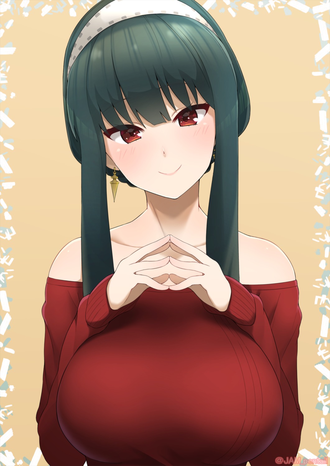 breast_hold, jampen, no_bra, spy_x_family, sweater, yor_briar