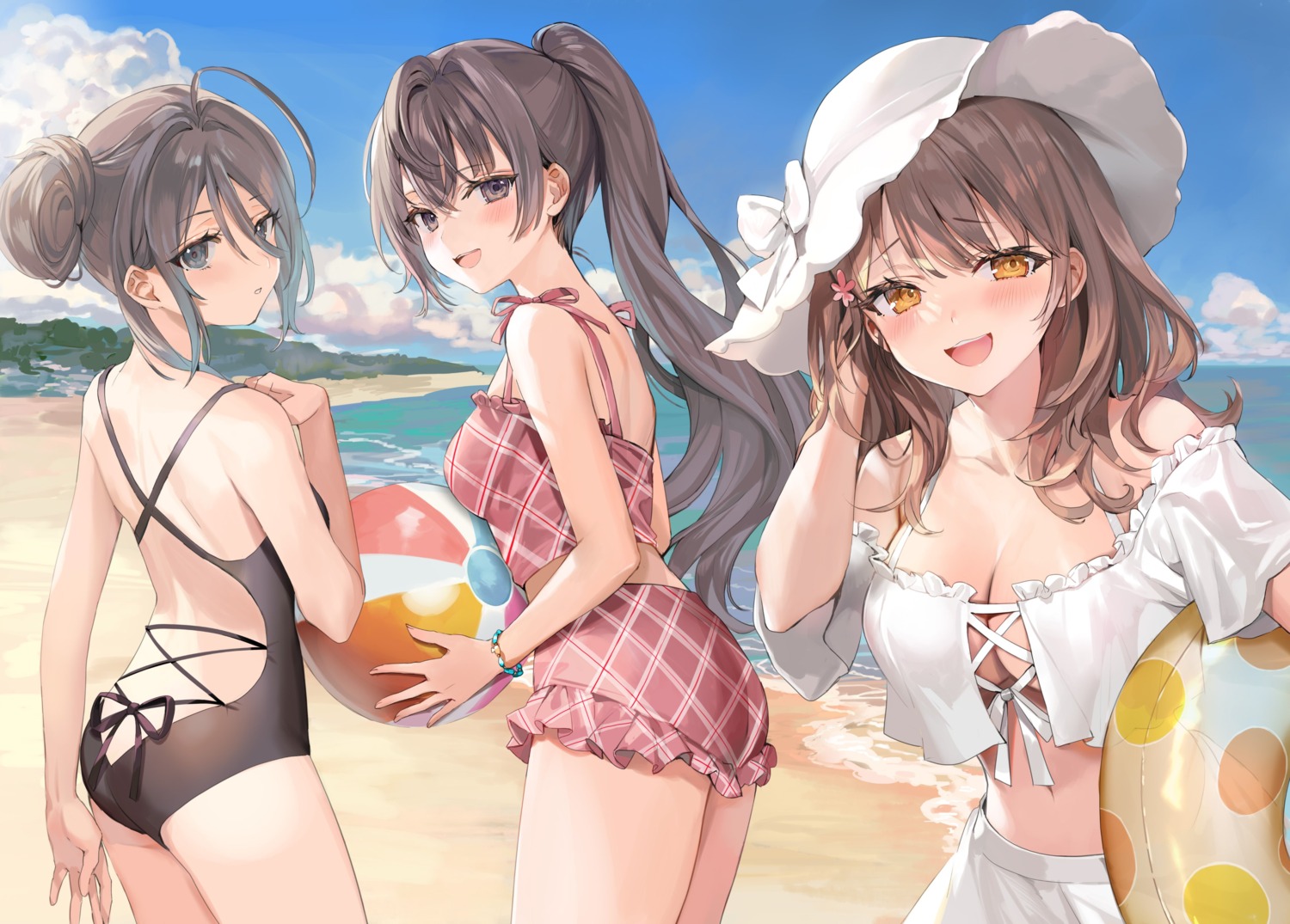 ass, bikini, cleavage, kimishima_ayano, mariya_mikhailovna_kujou, momoko_(momopoco), suou_yuki, swimsuits, tokidoki_bosotto_russia-go_de_dereru_tonari_no_alya-san