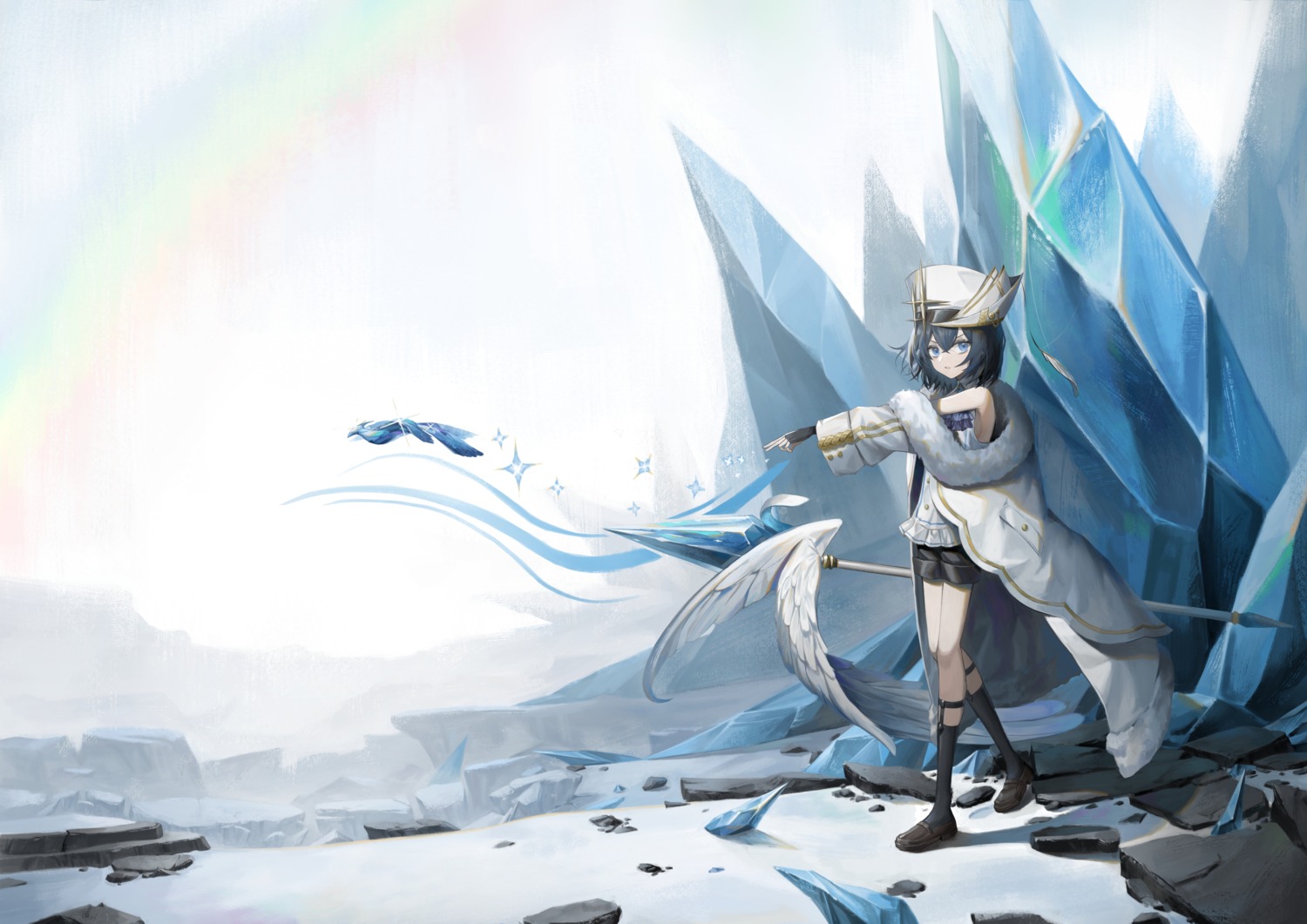 alchemy_stars, subfiction, uniform, weapon, wings, zoya_(alchemy_stars)
