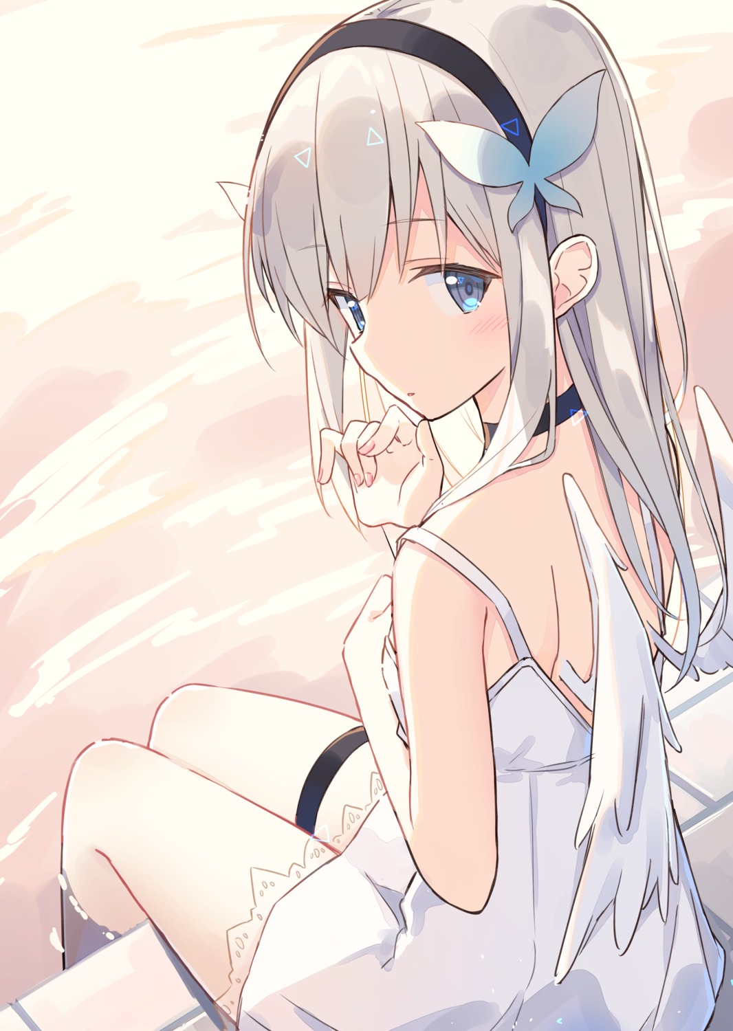 dress, garter, summer_dress, wet, wings, zoirun