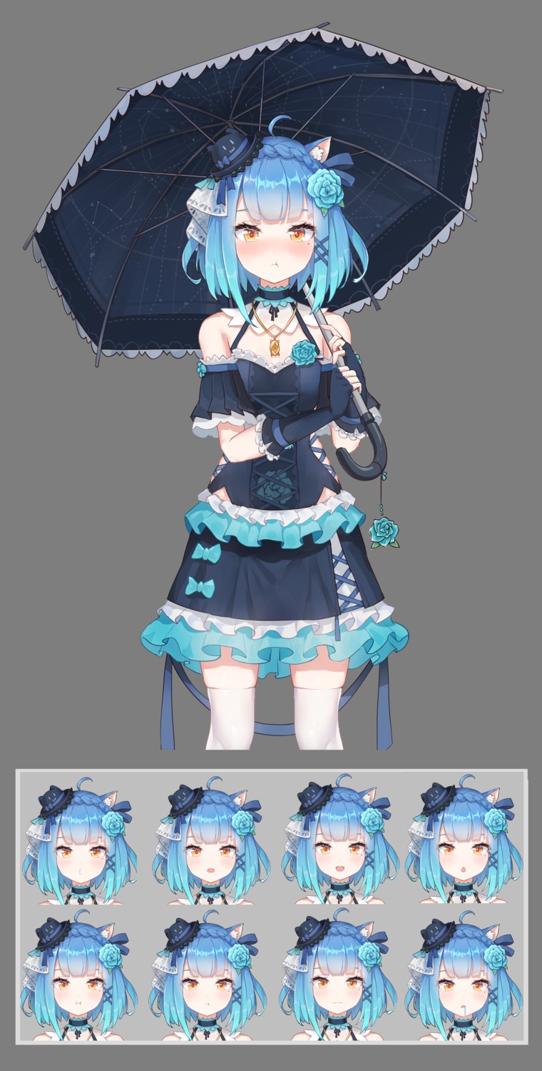 animal_ears, catxuan, expression, nekomimi, thighhighs, transparent_png, umbrella