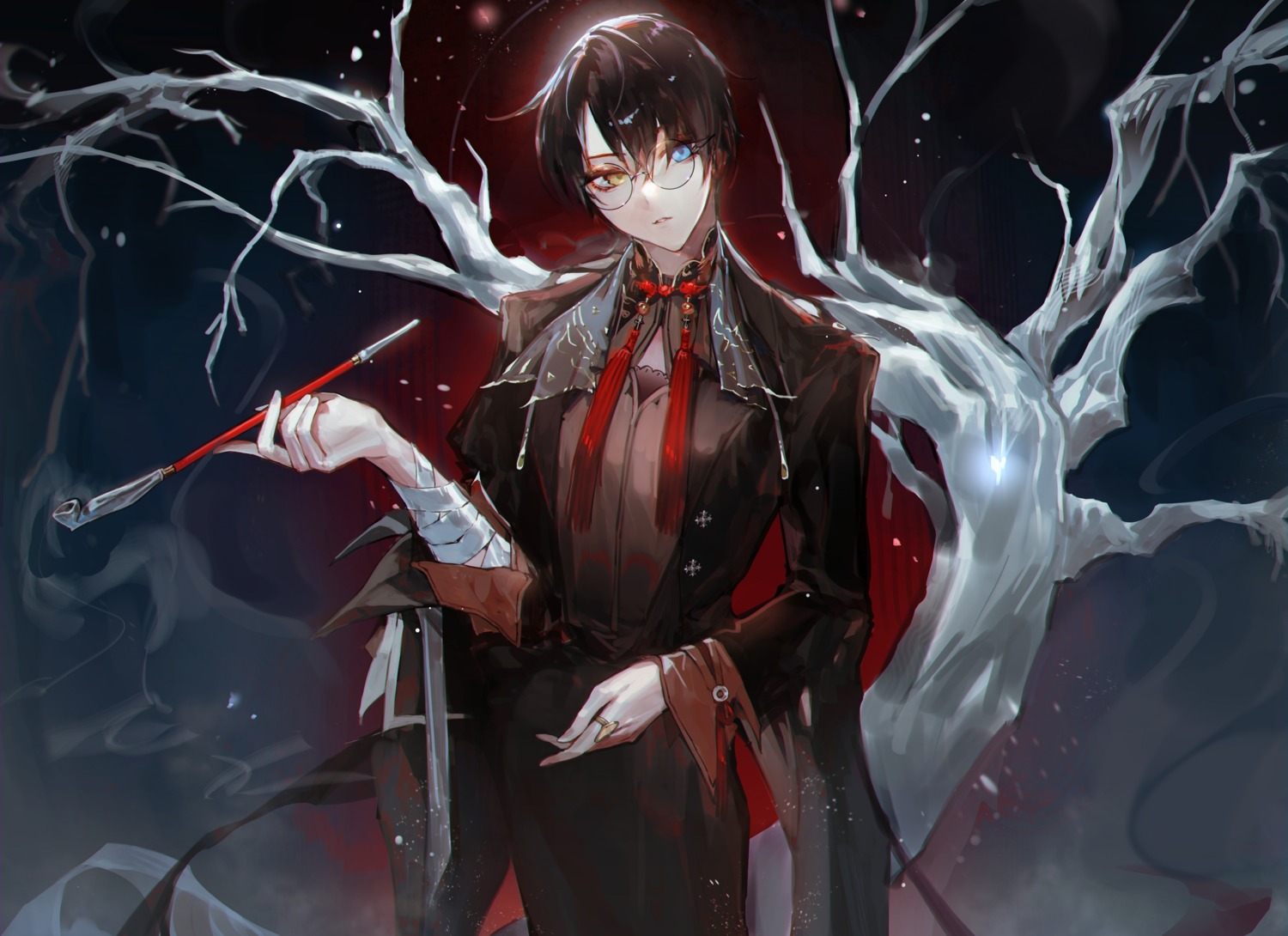 bandages, heterochromia, male, megane, moko_(moko/moko), watanuki_kimihiro, xxxholic