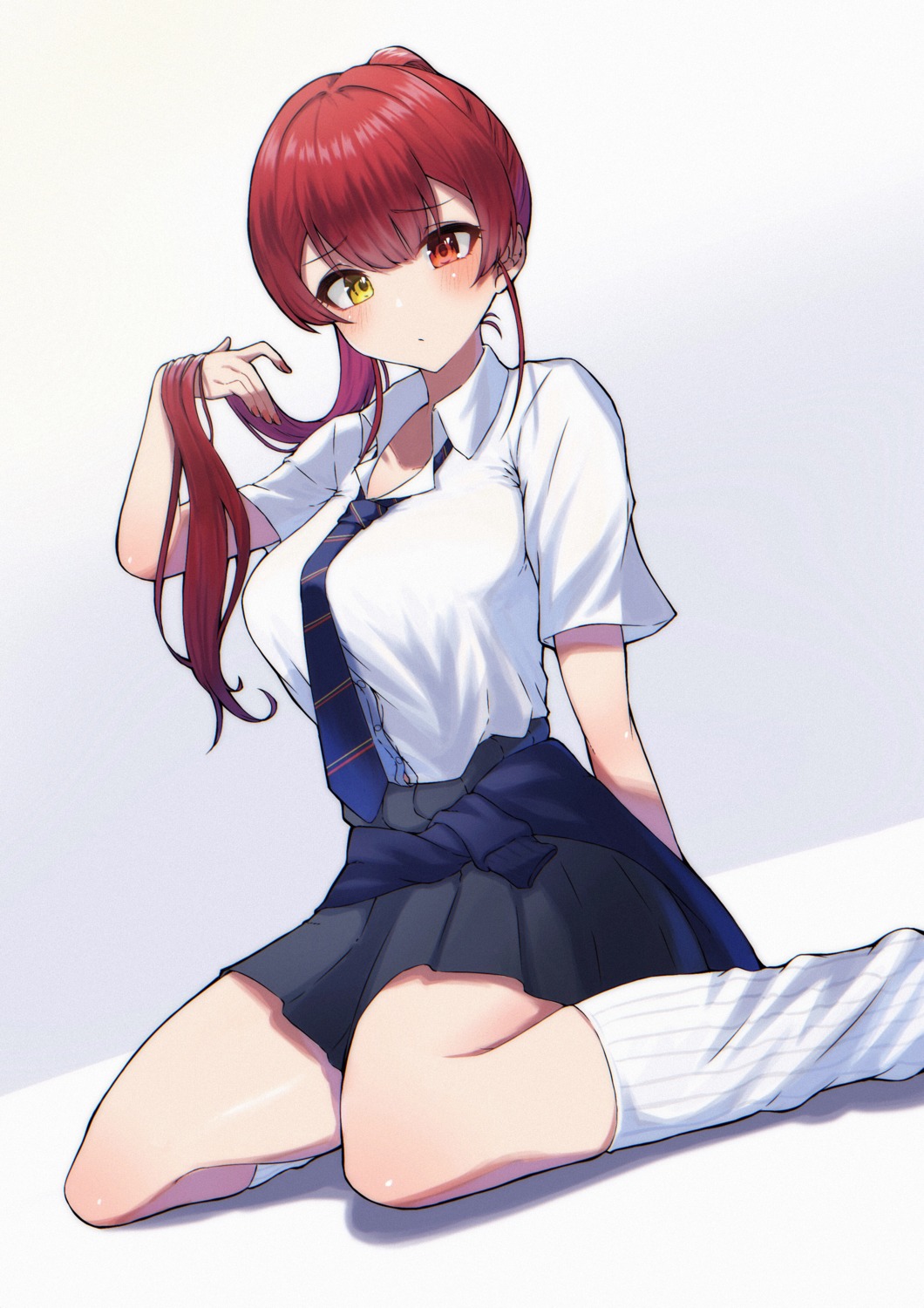 heterochromia, hololive, houshou_marine, seifuku, shooot108, sweater