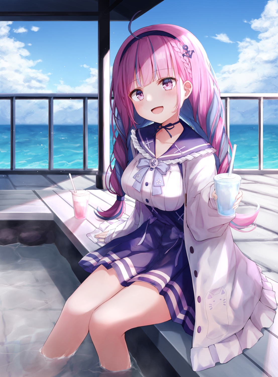 hololive, minato_aqua, seifuku, shishou_(doragyurosu), wet
