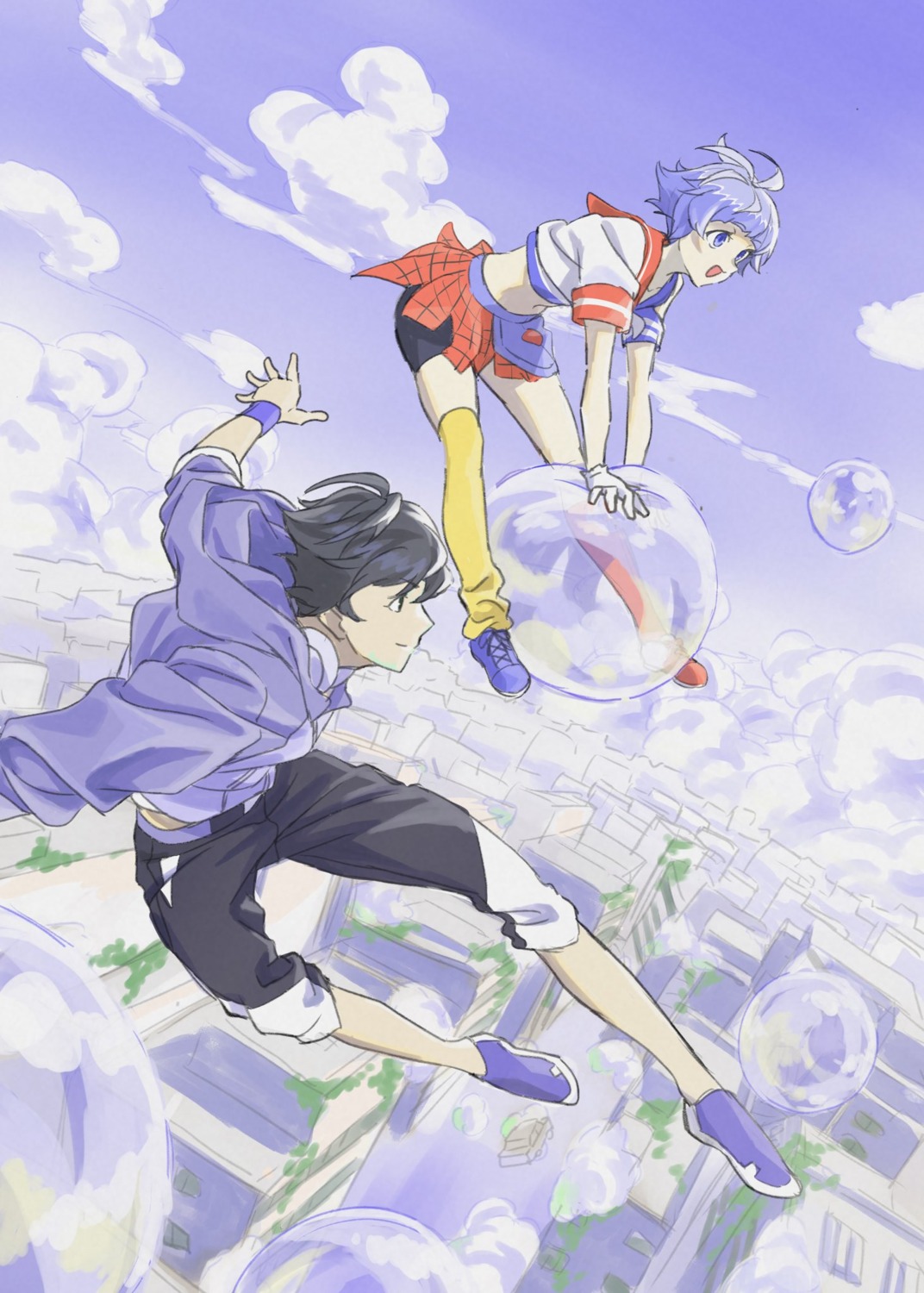 bike_shorts, bubble, hibiki_(bubble), seifuku, tomioka_kaito, uta_(bubble)