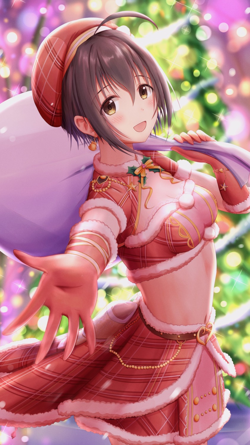 christmas, cleavage, kohinata_miho, masuku_(saint_mask), the_idolm@ster, the_idolm@ster_cinderella_girls