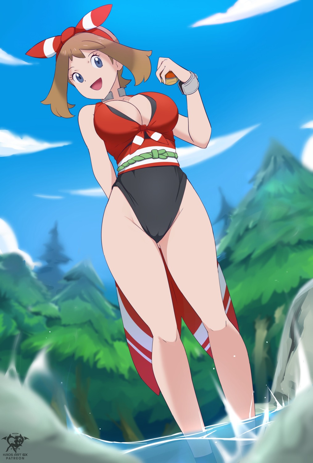 cleavage, haruka_(pokemon), kaos_art, pokemon, pokemon_oras, pokemon_rse, swimsuits, wet