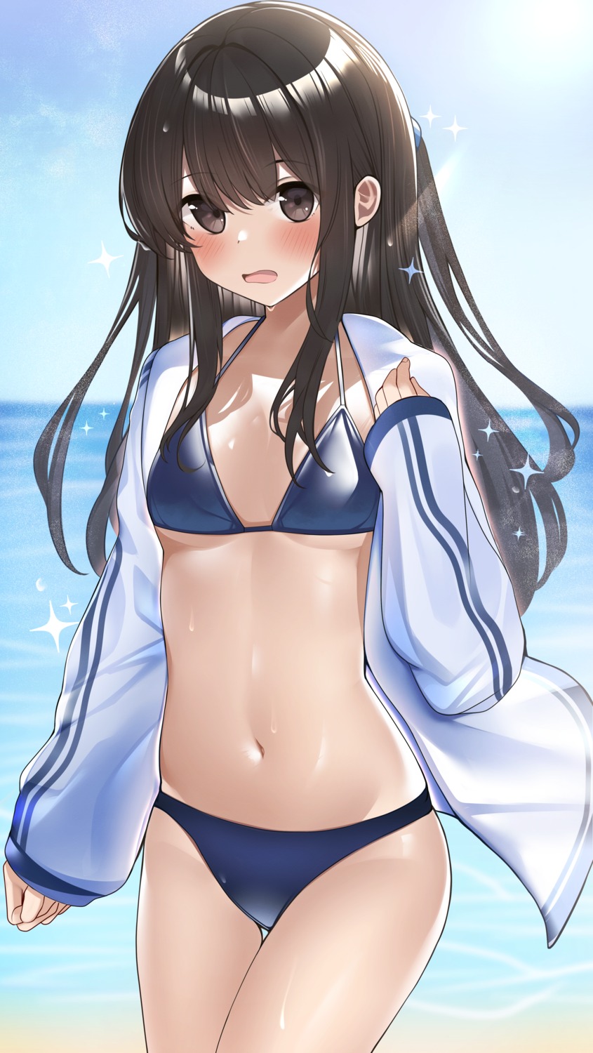 bikini, gym_uniform, kaku_yone, open_shirt, swimsuits