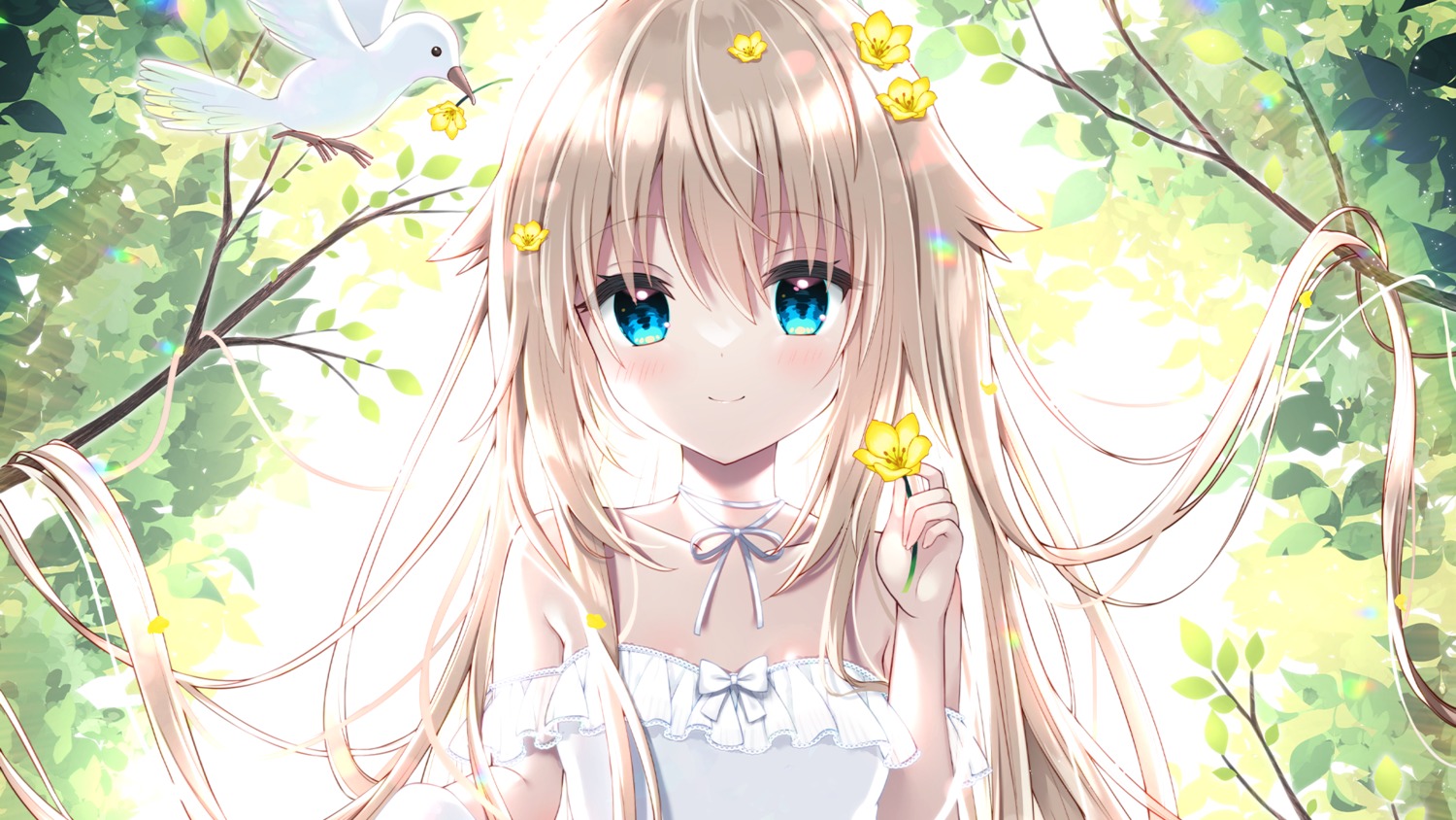 dress, emori_miku_project, see_through, skirt_lift, summer_dress, uchuuneko, wallpaper, wet