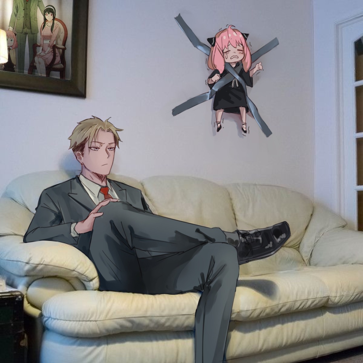 anya_forger, business_suit, dress, hyde_(tabakko), loid_forger, photo, spy_x_family, yor_briar