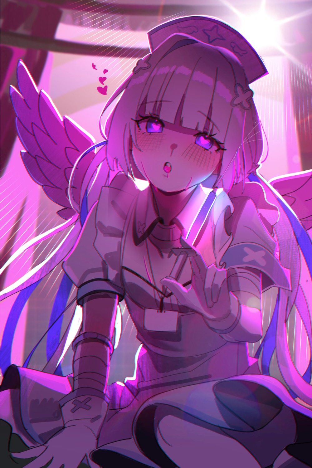 amane_kanata, bandages, hololive, jiki_(gkdlfnzo1245), nurse, wings