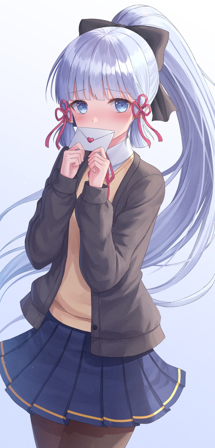genshin_impact, kamisato_ayaka, pantyhose, seifuku, seungju_lee, sweater