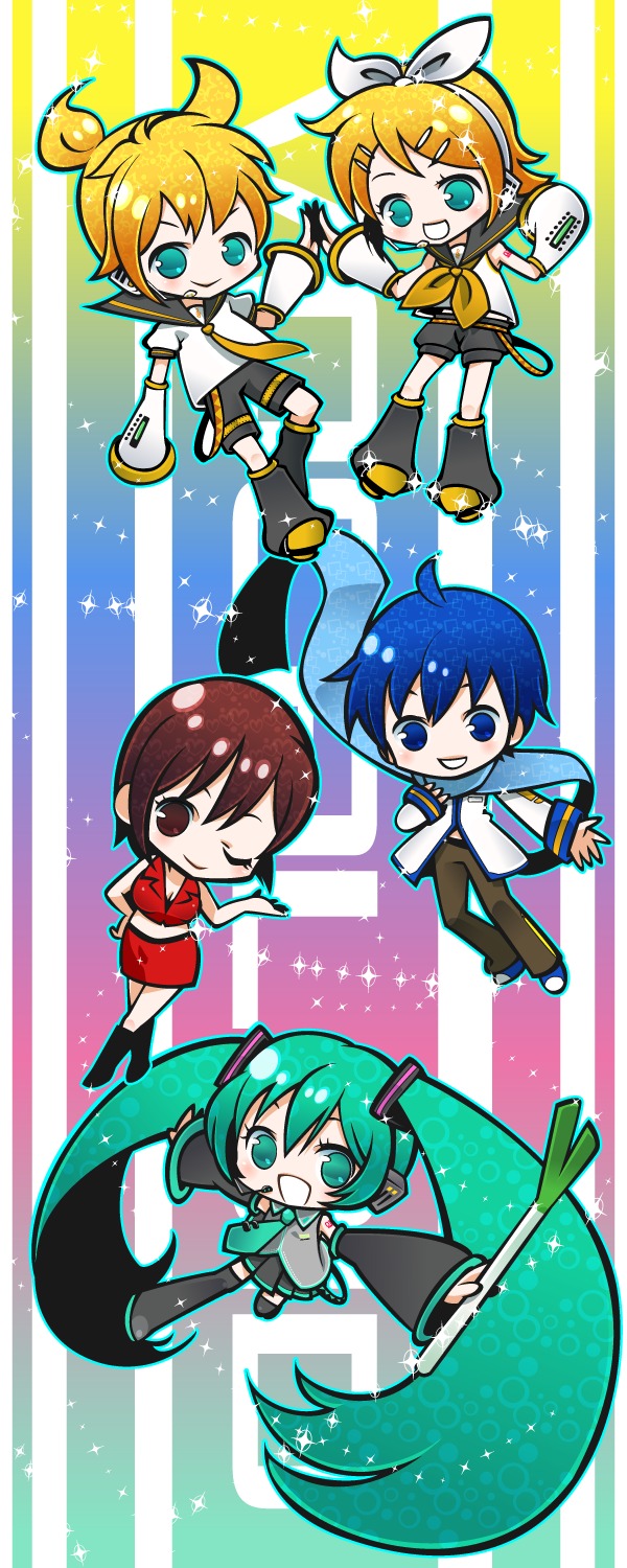 chibi, hatsune_miku, kagamine_len, kagamine_rin, kaito, meiko, osomatsu_(nanameno), vocaloid