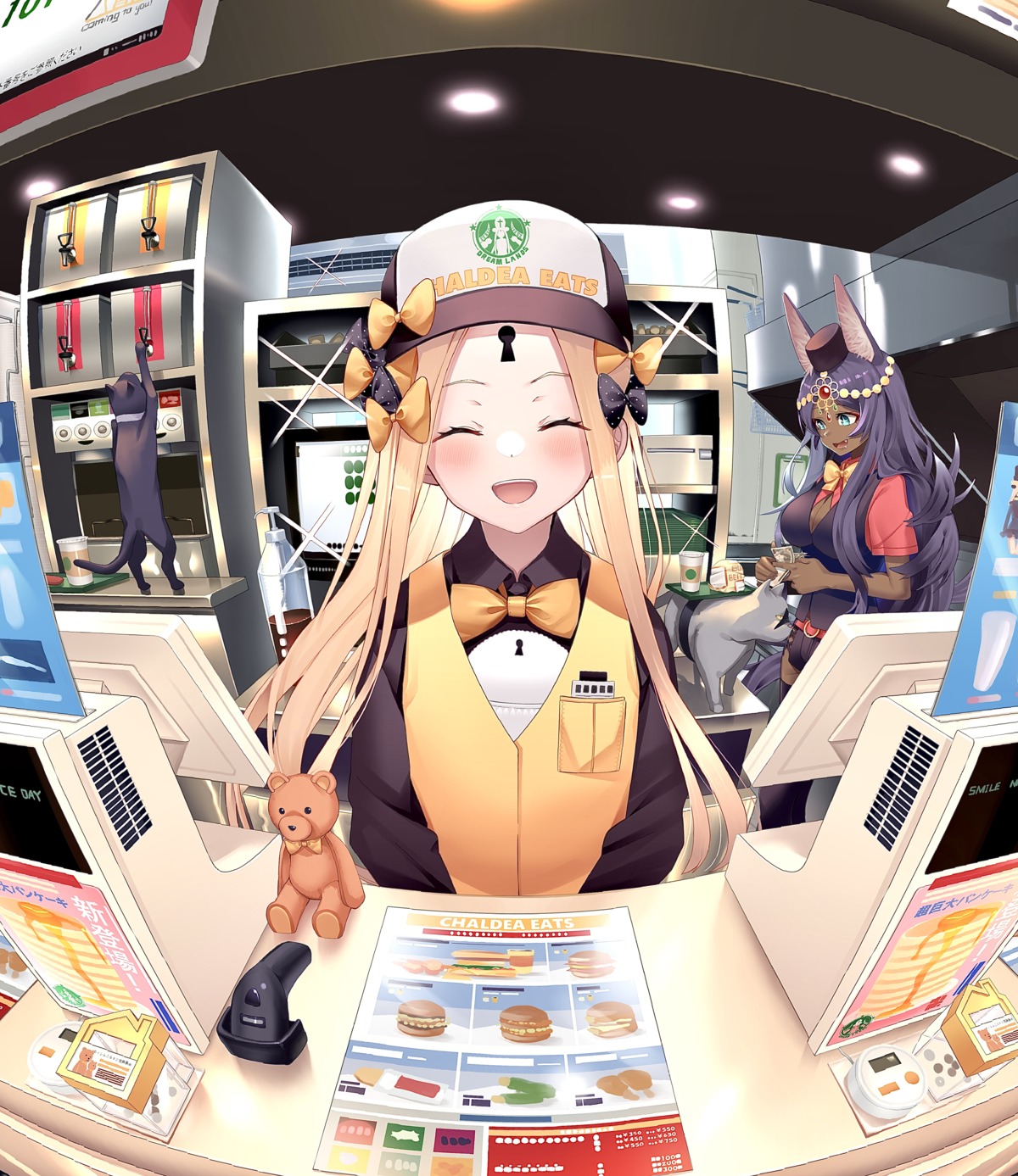 abigail_williams_(fate), animal_ears, cleavage, fate/grand_order, neko, queen_of_sheba_(fate/grand_order), shiro_ami, tail
