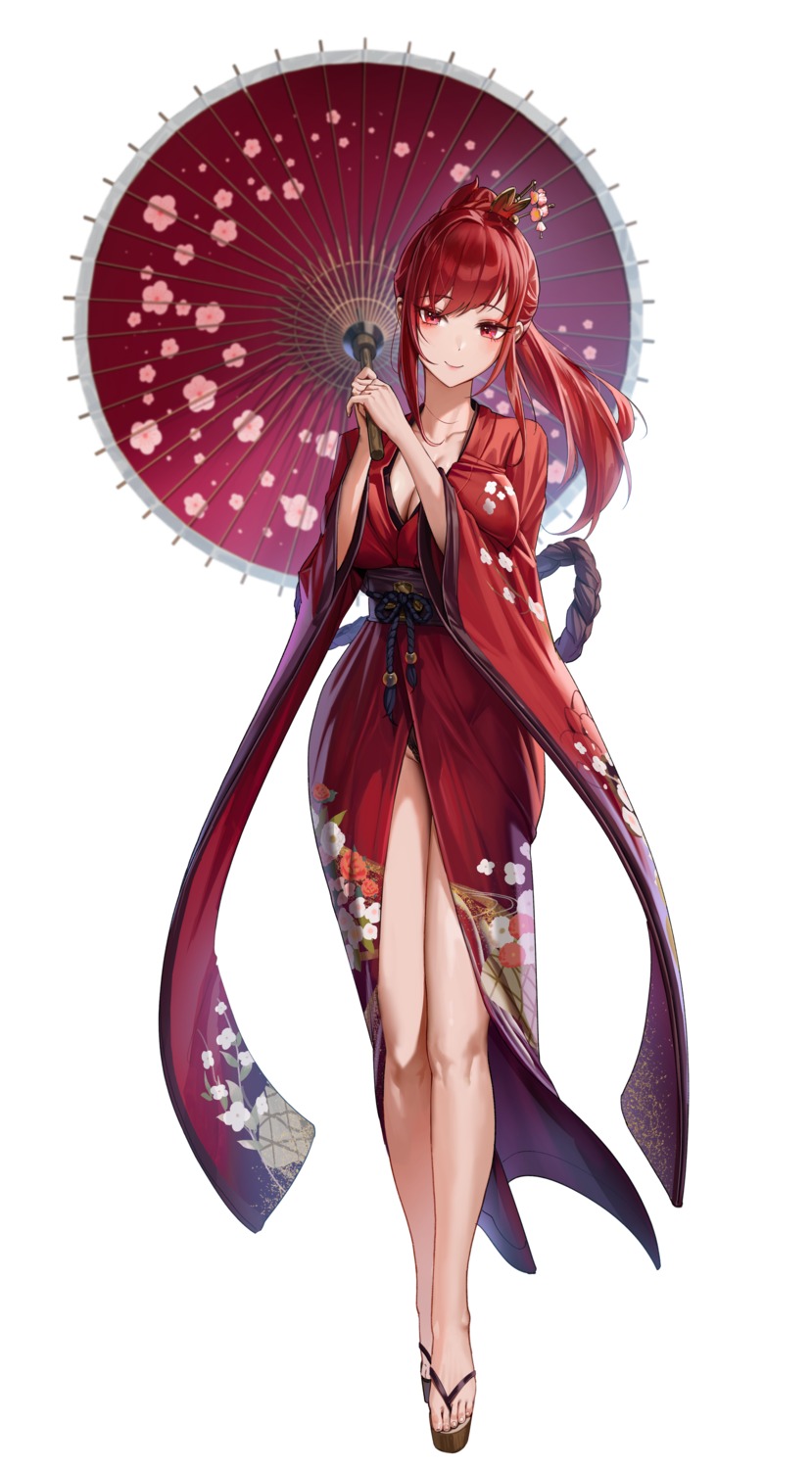 cleavage, cryturtle, open_shirt, umbrella, yukata