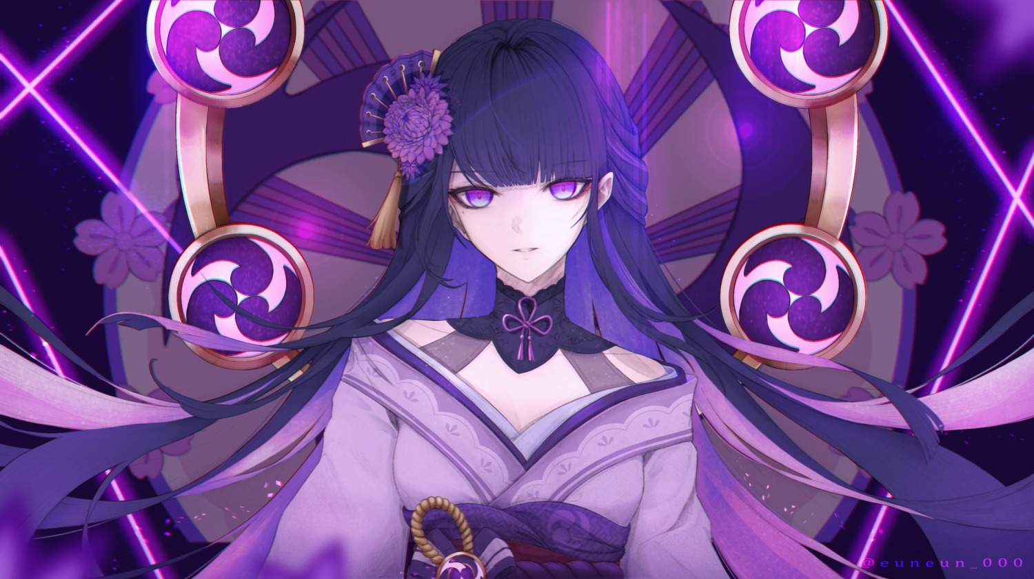 euneun, genshin_impact, japanese_clothes, raiden_shogun