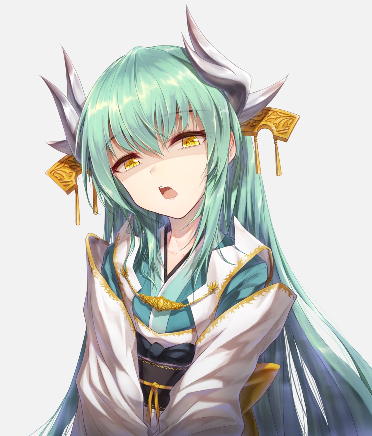 bae.c, fate/grand_order, horns, japanese_clothes, kiyohime_(fate)
