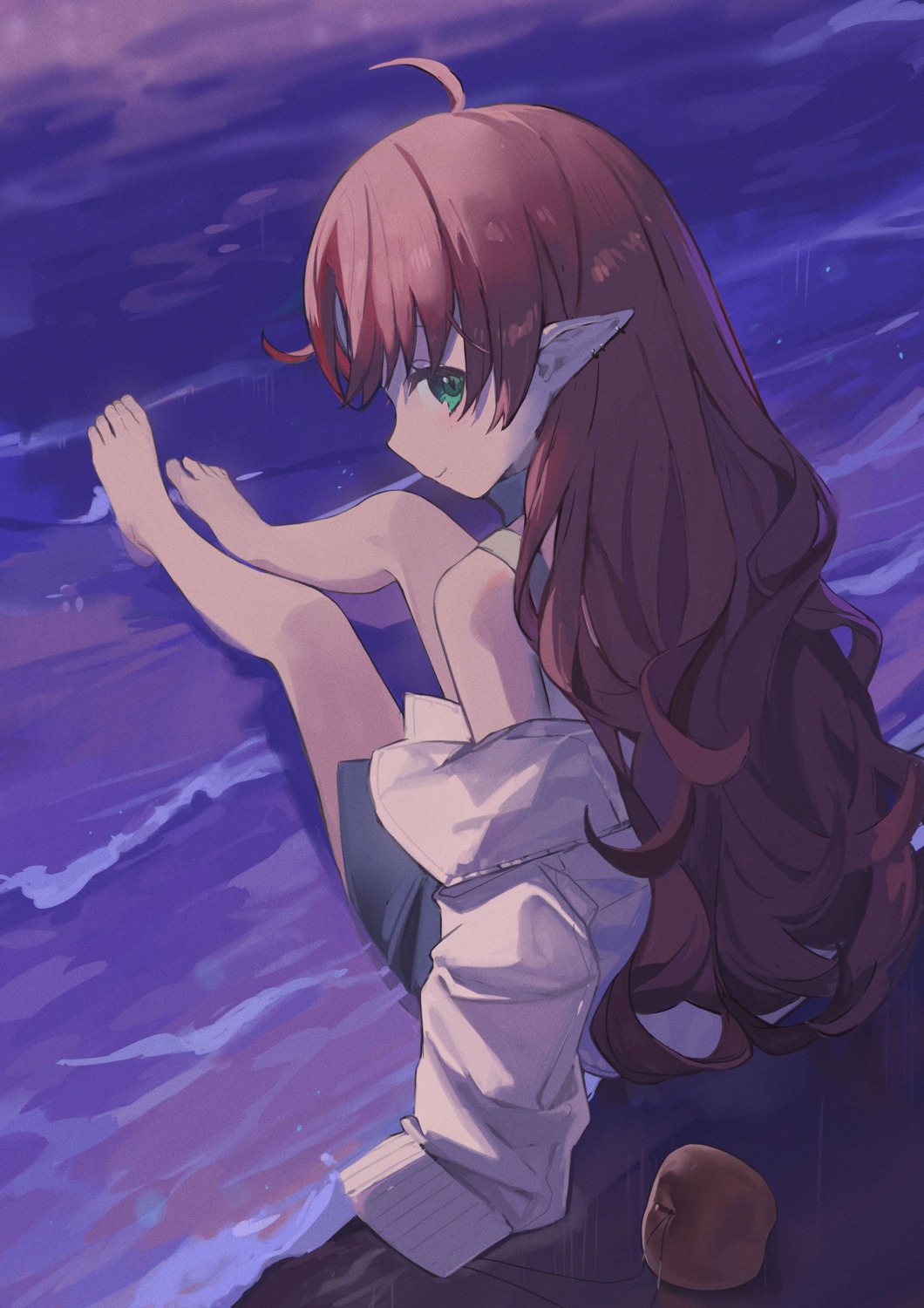 acidear, arknights, myrtle_(arknights), pointy_ears, tagme, wet