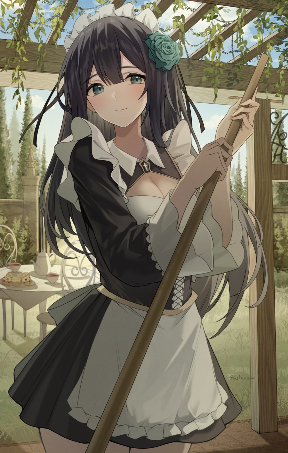 cleavage, maid, sukuemon