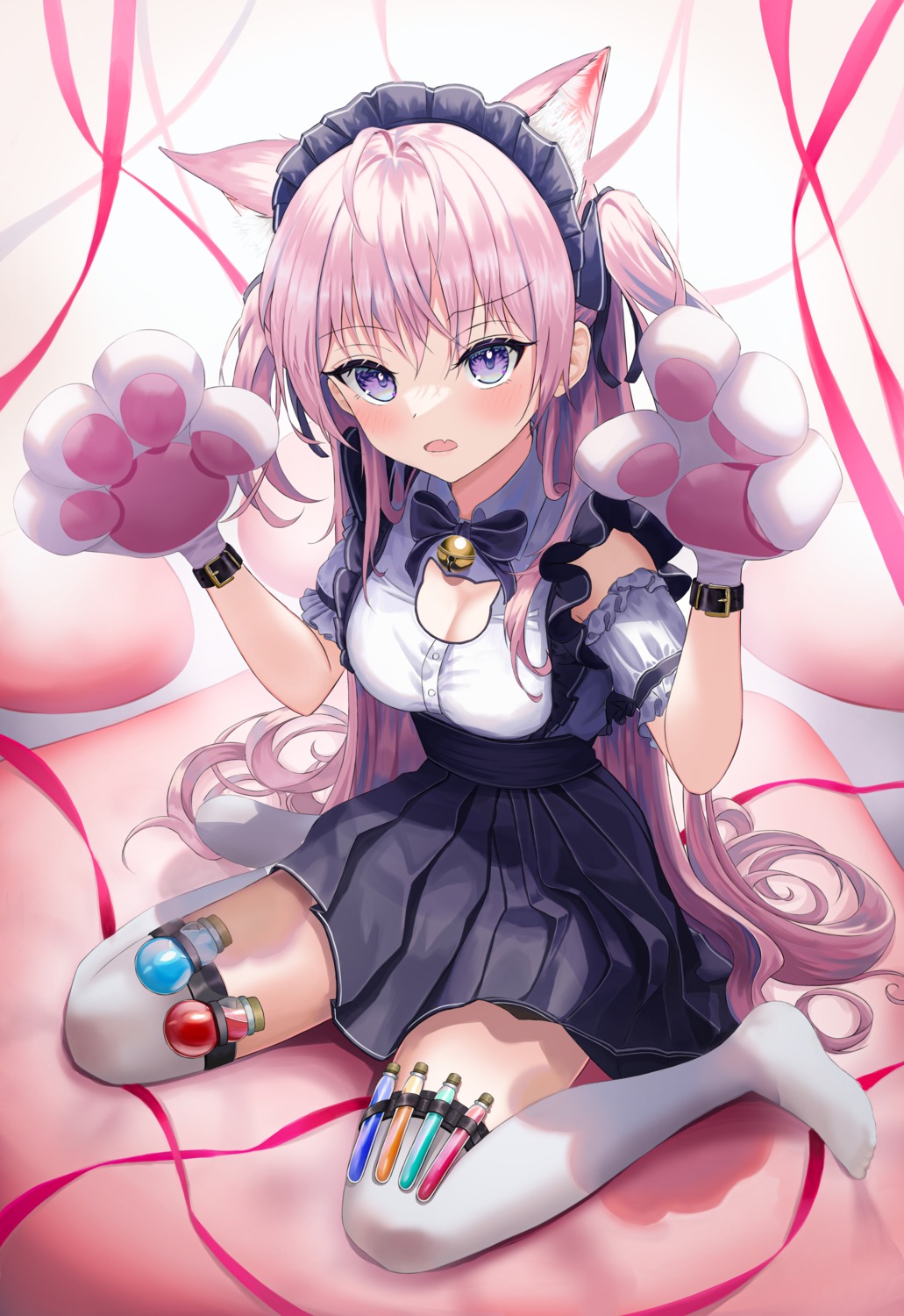 animal_ears, dubeaduver, hakui_koyori, hololive, thighhighs