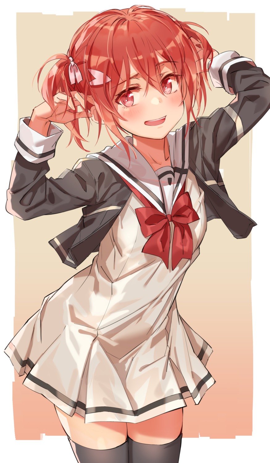 michairu., seifuku, thighhighs, yuuki_yuuna, yuuki_yuuna_wa_yuusha_de_aru