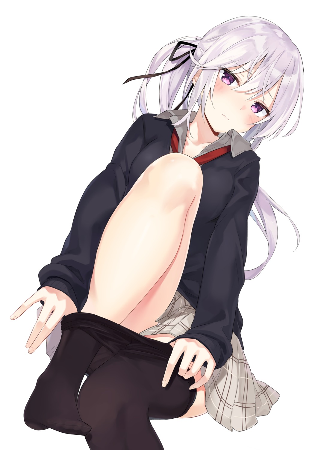 azuuru, ciel_arc, feet, pantyhose, possible_duplicate, seifuku, sweater, undressing