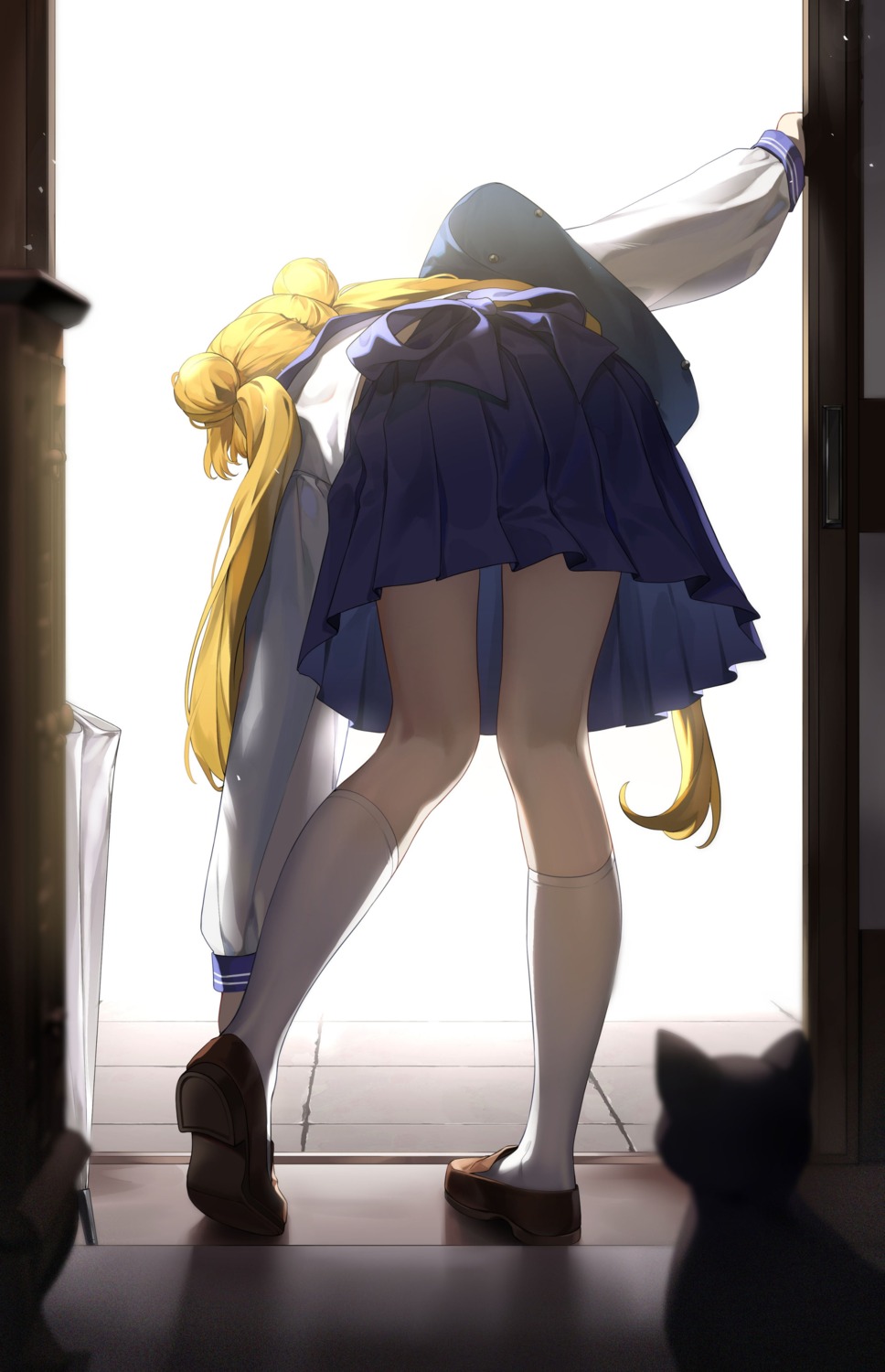 aniroud, bishoujo_senshi_sailor_moon, luna_(sailor_moon), neko, seifuku, tsukino_usagi