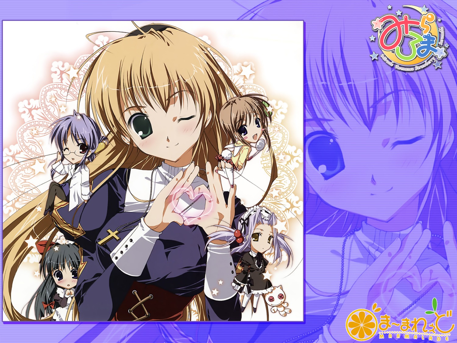 arima_mari, marmalade, mikeou, miraroma, nun, seihouin_erika, tsukimiya_kaede, wallpaper