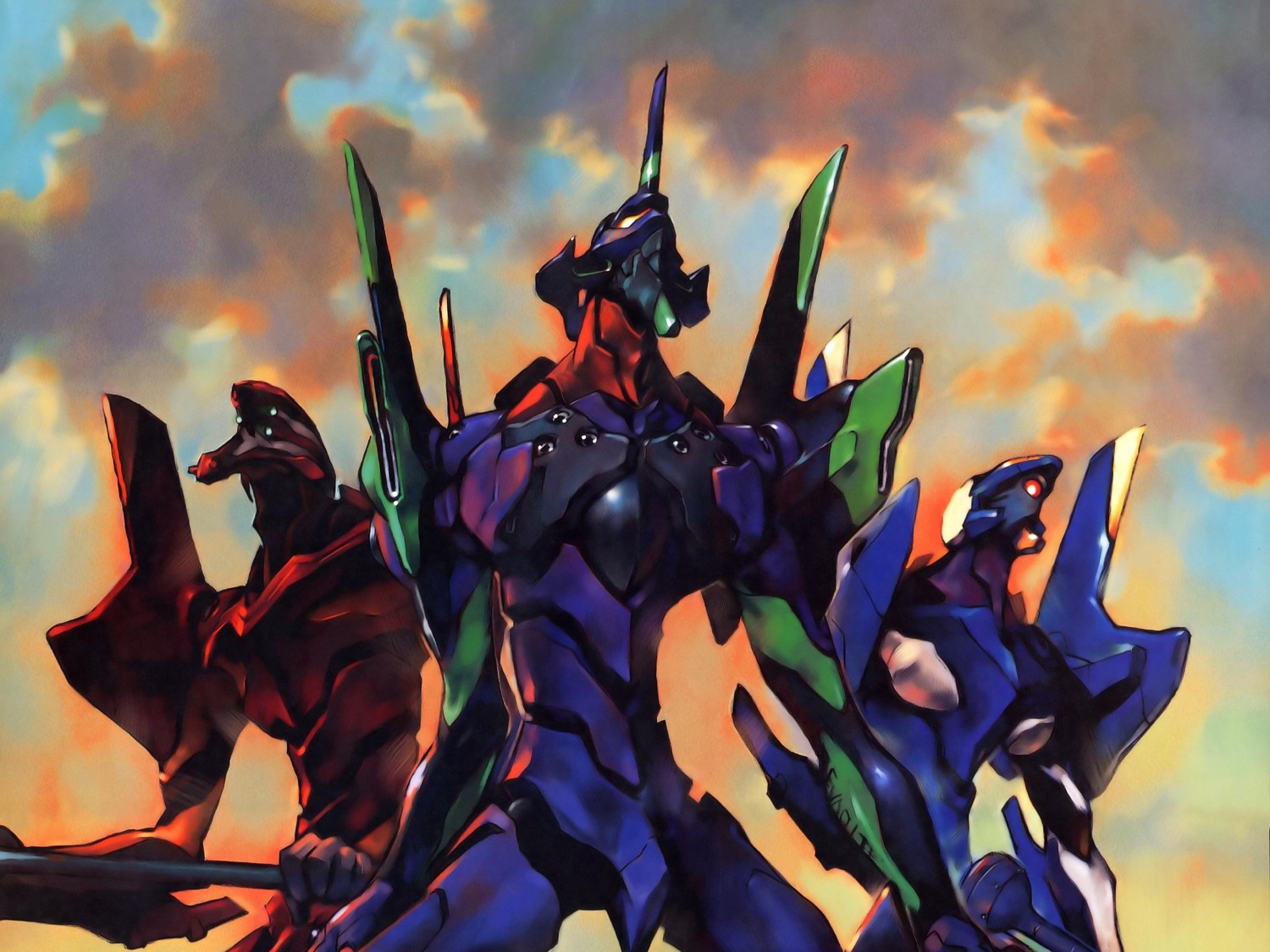 eva_00, eva_01, eva_02, mecha, neon_genesis_evangelion, wallpaper