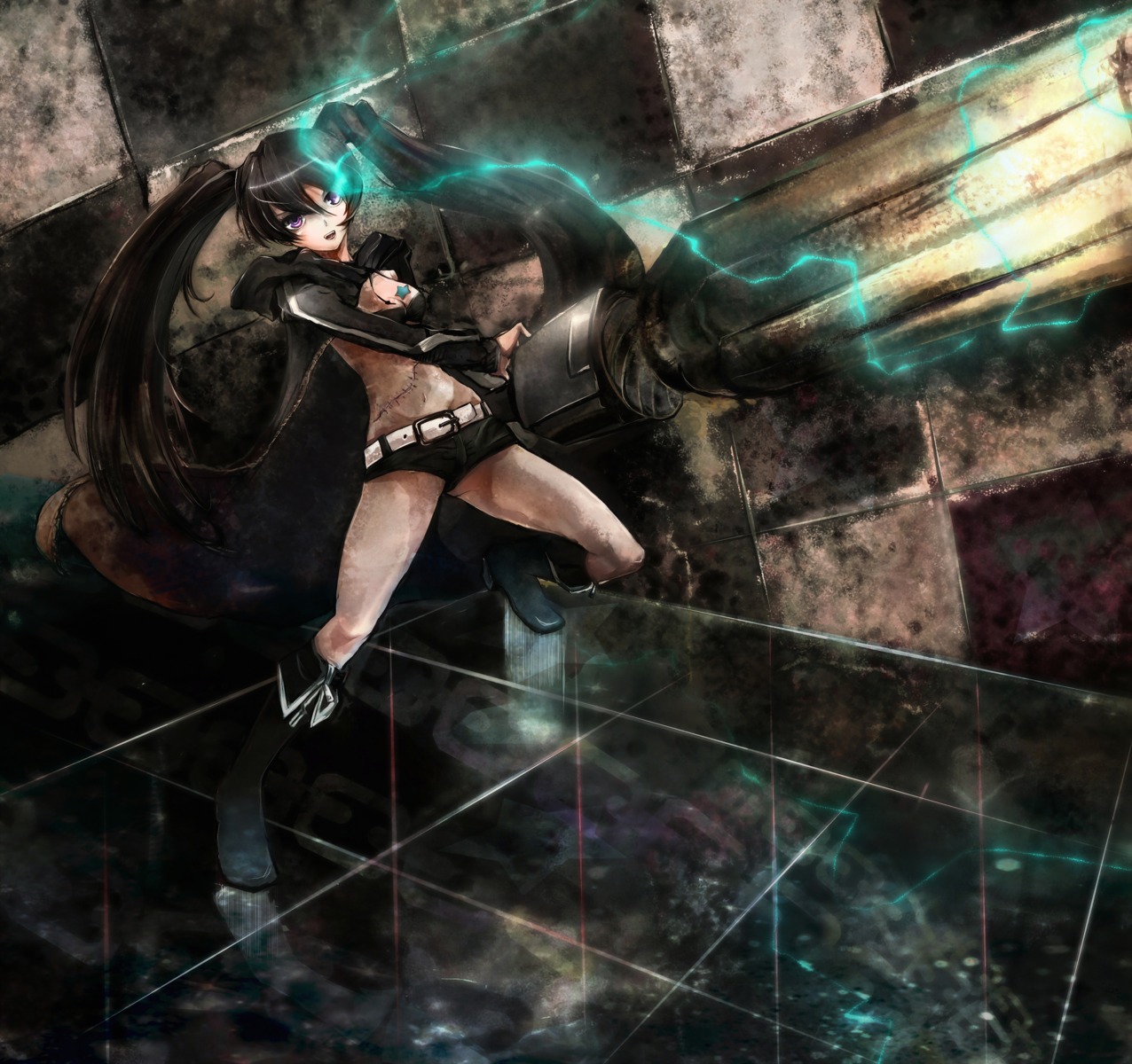 black_rock_shooter, black_rock_shooter_(character), insane_black_rock_shooter, kio_sayuki, vocaloid