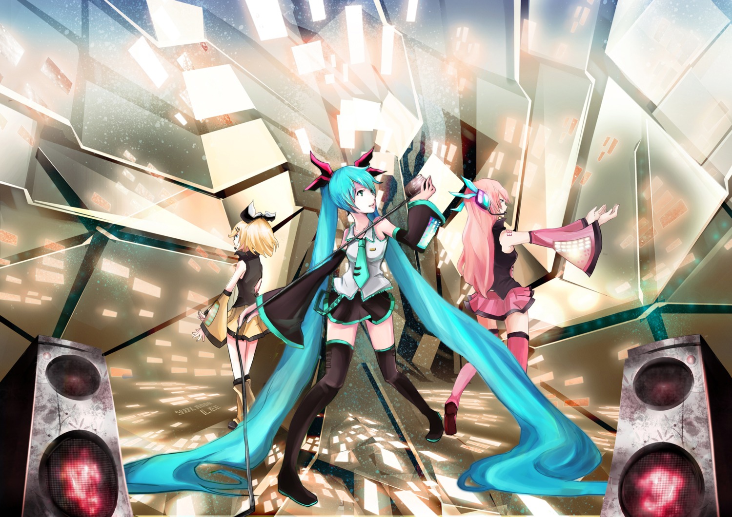hatsune_miku, kagamine_rin, kio_sayuki, megurine_luka, vocaloid
