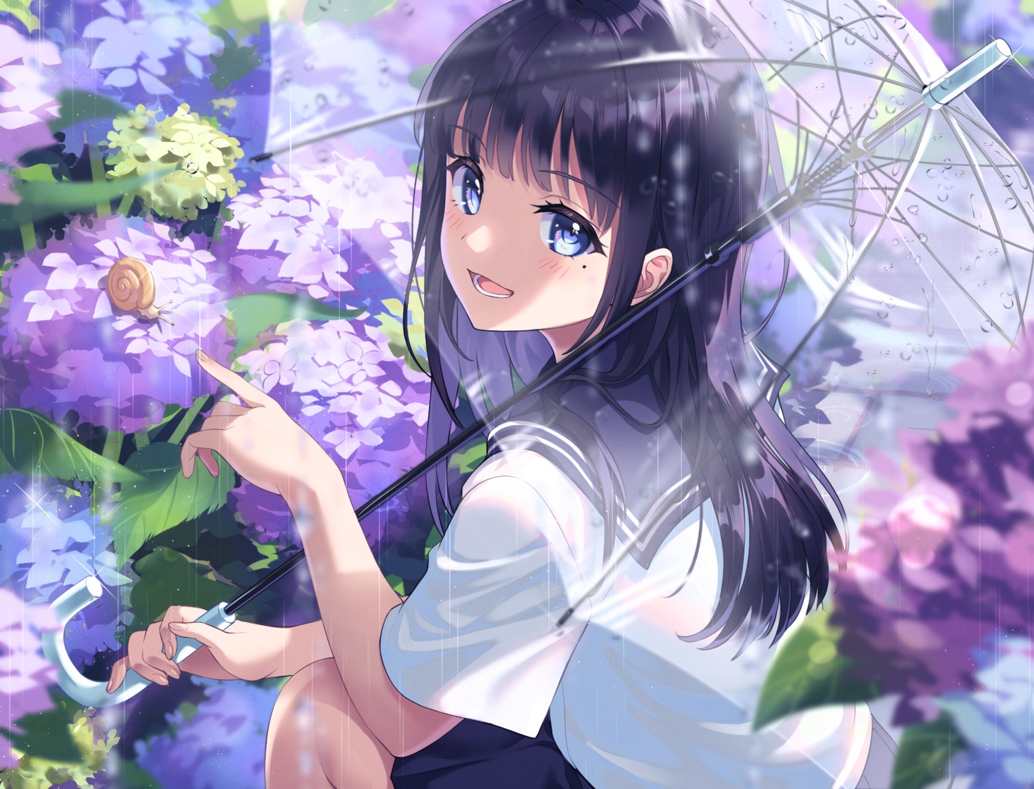 letta_illust, seifuku, umbrella