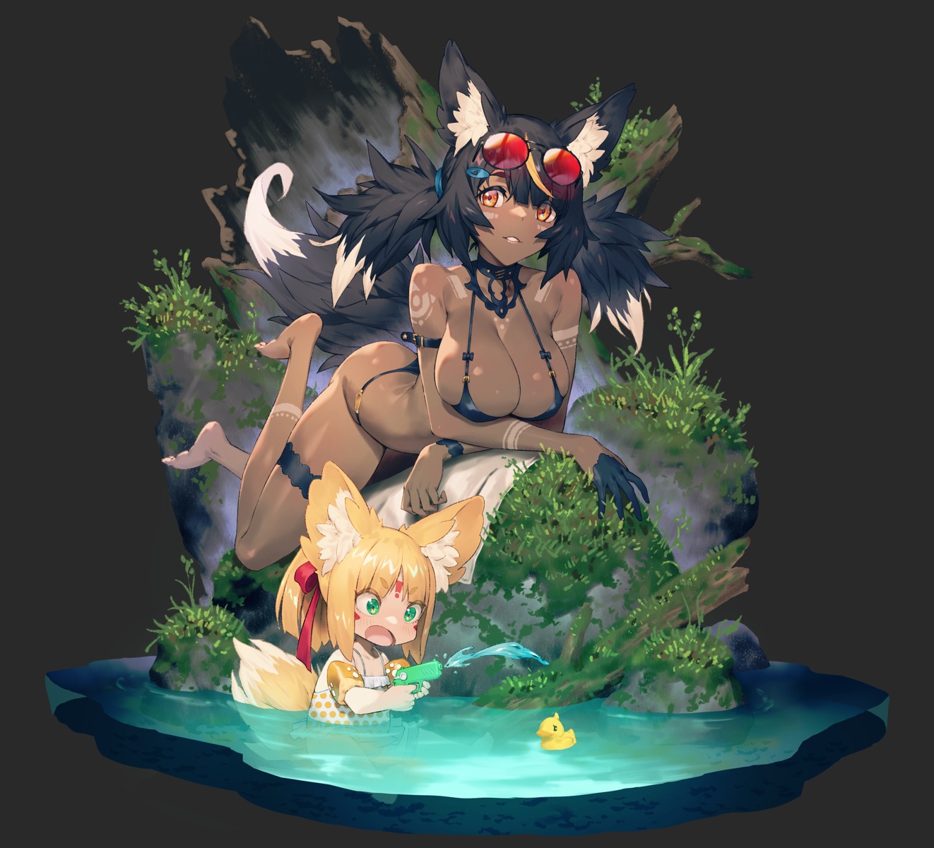 animal_ears, bikini, chyko, swimsuits, tagme, tail