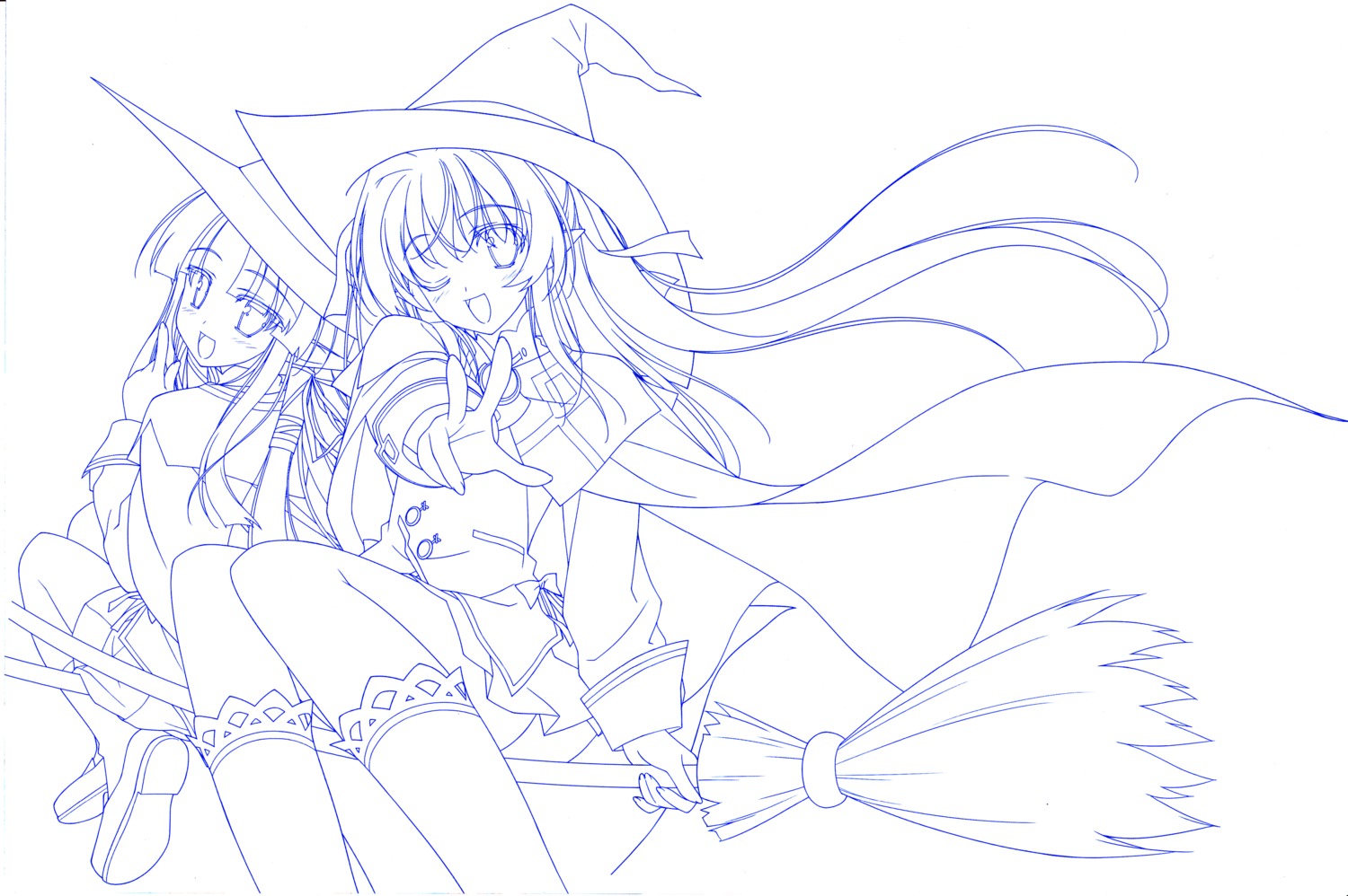 charlott_camile_herlingum, elf, favorite, line_art, monochrome, pointy_ears, ruru_guno_janus_enfinus, seifuku