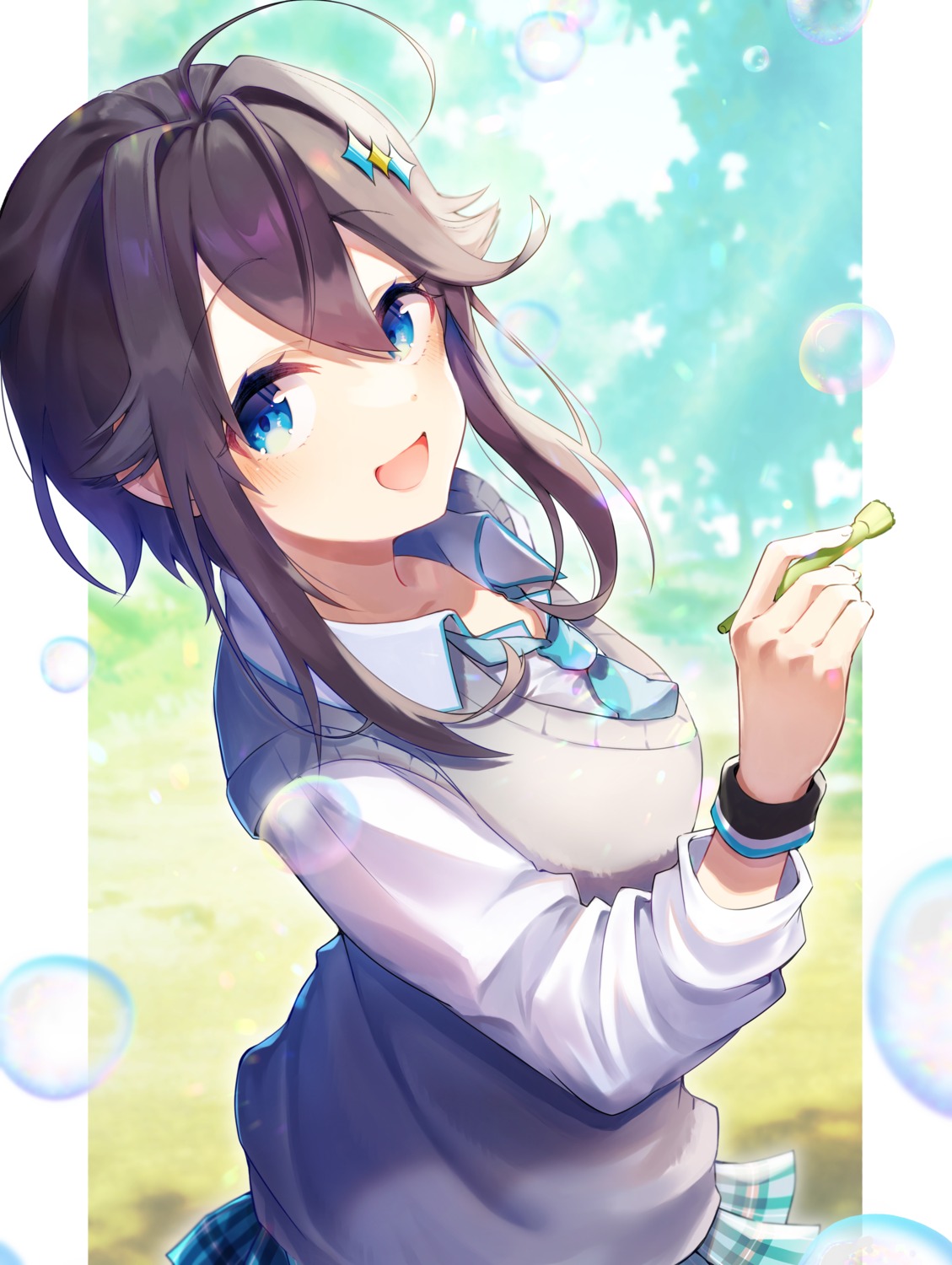 miyato_miya, nijisanji, seifuku, sorahoshi_kirame, sweater