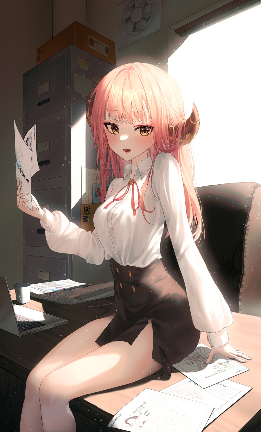blue_archive, dress_shirt, horns, rikuhachima_aru, tem