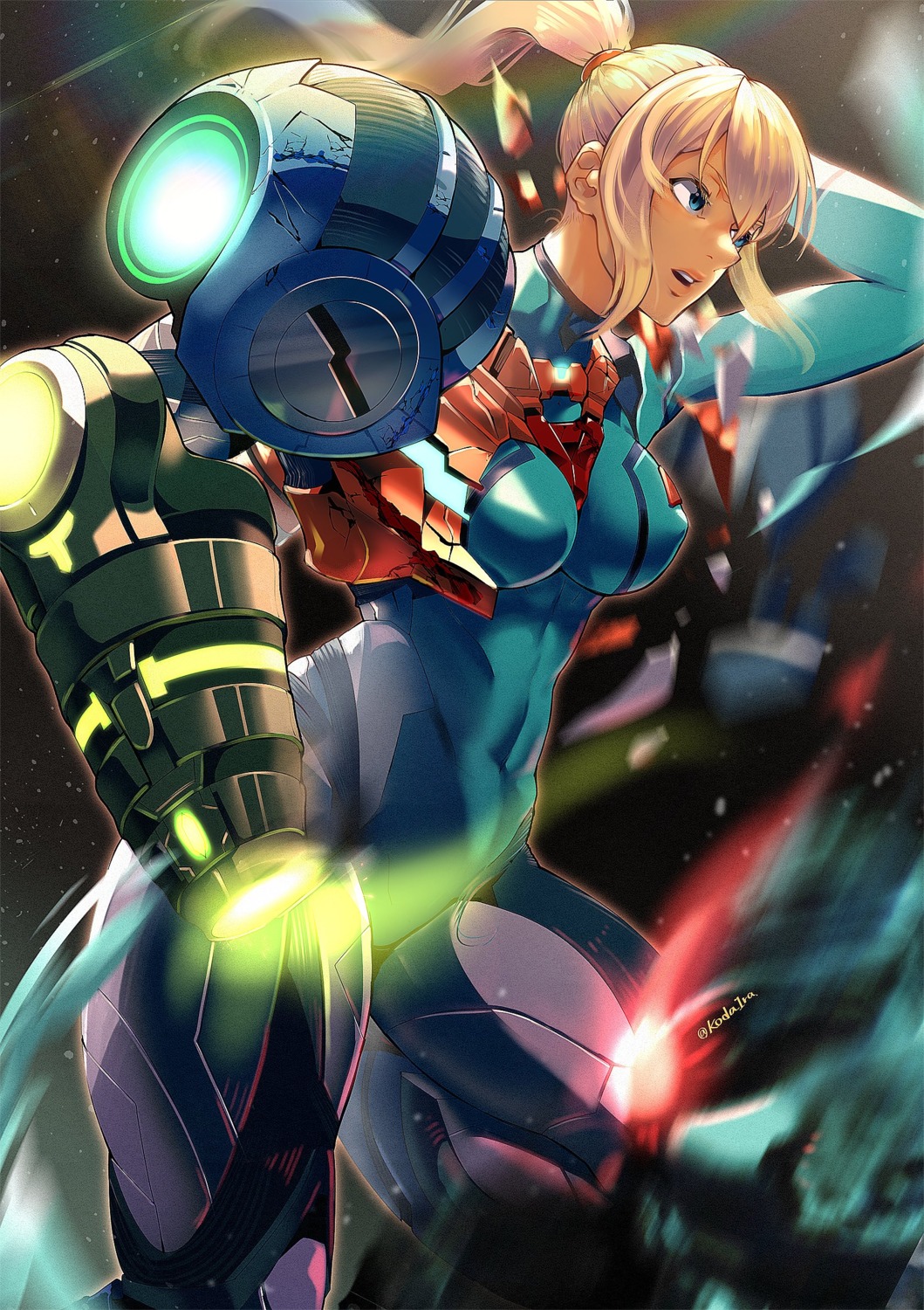 armor, bodysuit, erect_nipples, koda1ra, metroid, metroid_dread, weapon