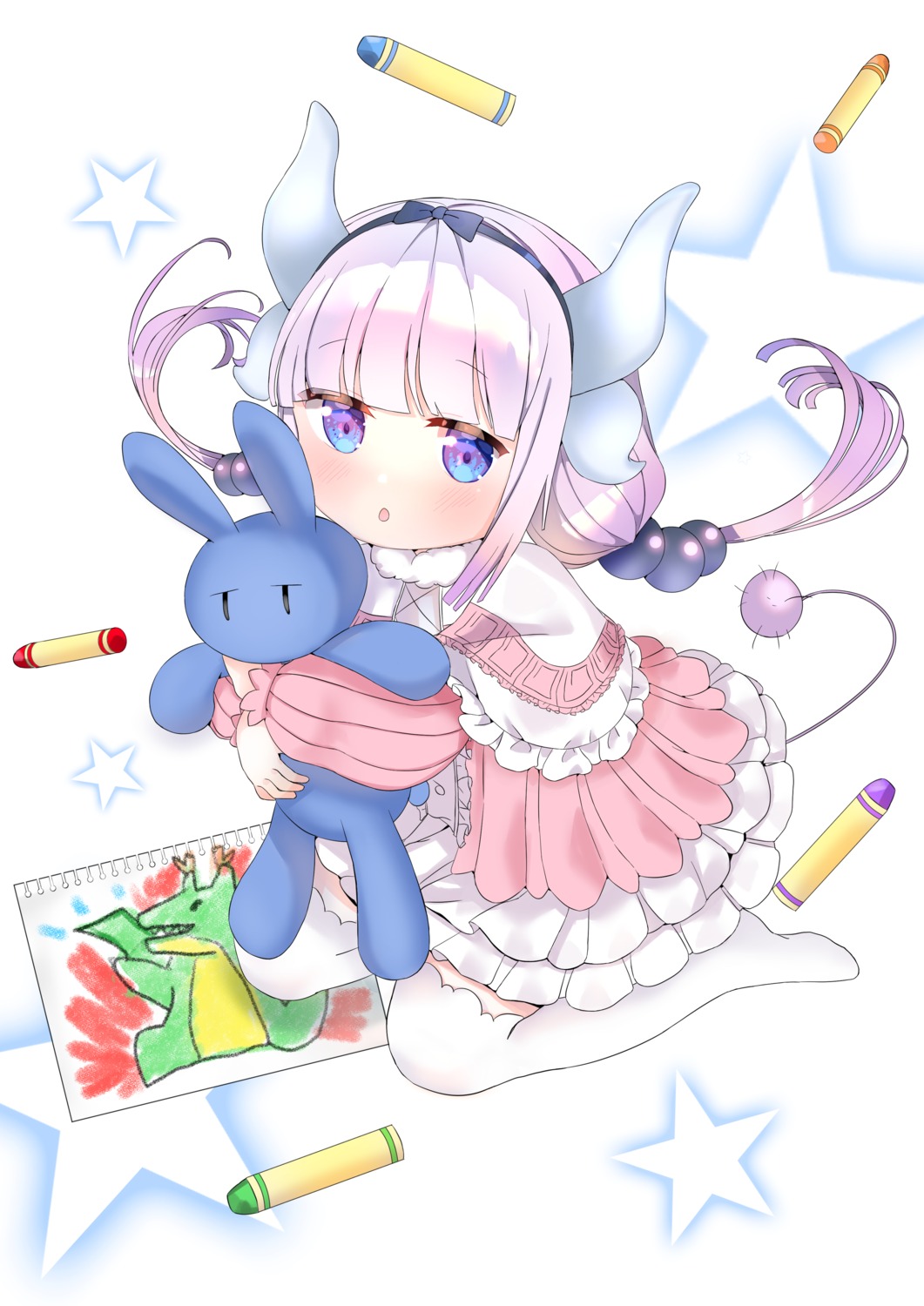 anya_(pixiv_70223585), dress, horns, kanna_kamui, kobayashi-san_chi_no_maidragon, tail, thighhighs