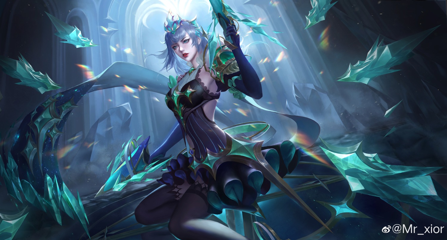armor, dress, honor_of_kings, thighhighs, watermark, weapon, xior, yu_ji
