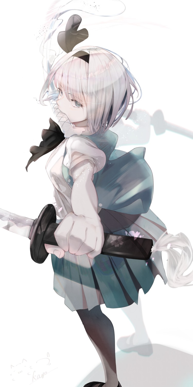 kisaragi_yaya, konpaku_youmu, myon, pantyhose, sword, touhou